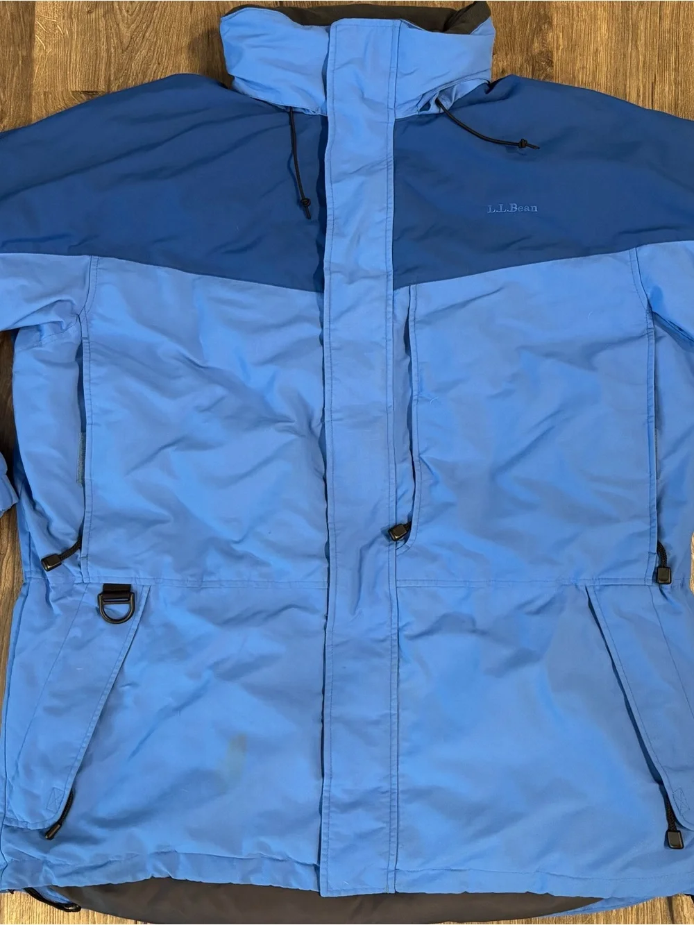 L.L. Bean Outdoors Blue Parka w/ Pop Out Hood Mens size XL Tall ISSUE
